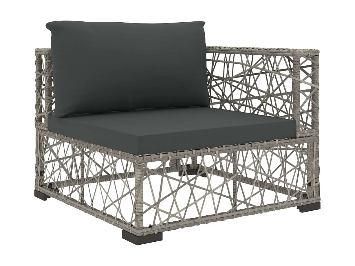 Salon de jardin 5 pcs avec coussins résine tressée gris