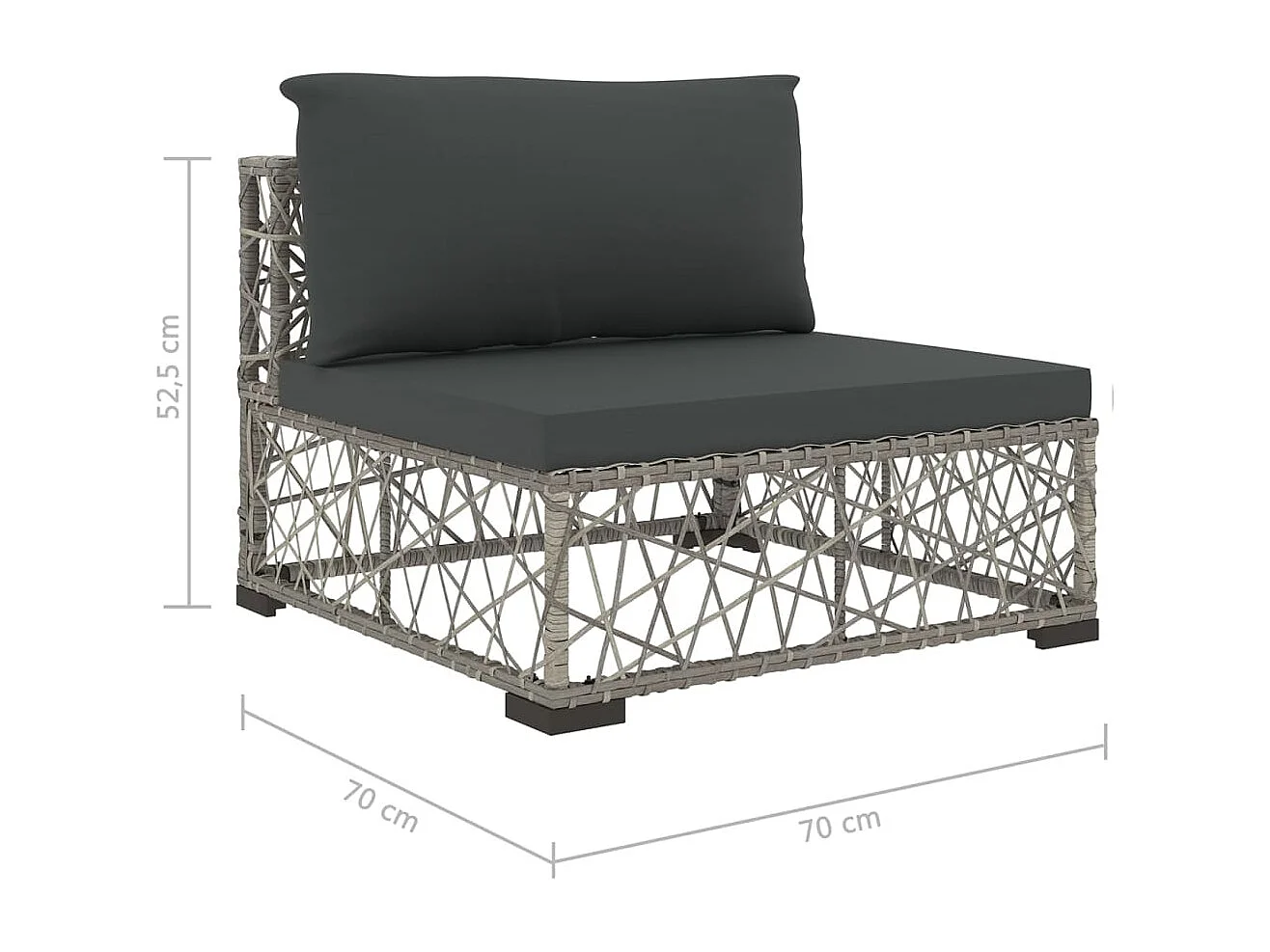 Salon de jardin 5 pcs avec coussins résine tressée gris