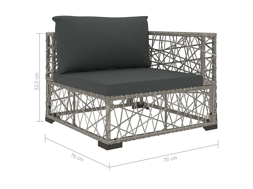 Set Divani da Giardino 5 pz con Cuscini in Polyrattan Grigio