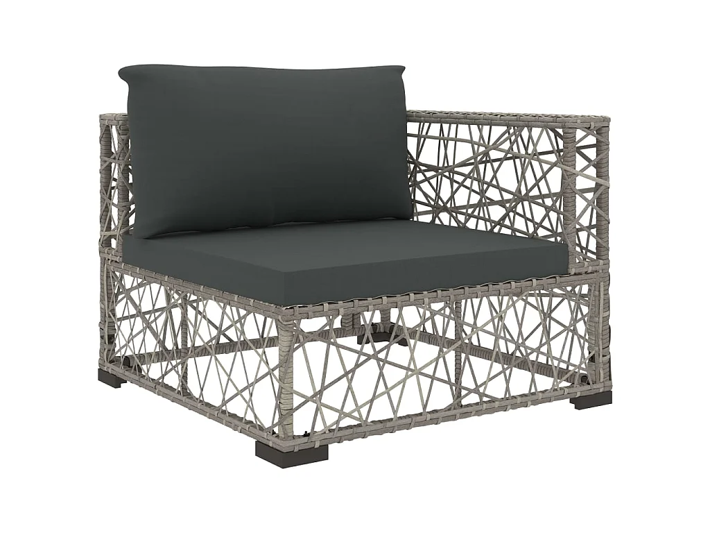 Set Divani da Giardino 5 pz con Cuscini in Polyrattan Grigio