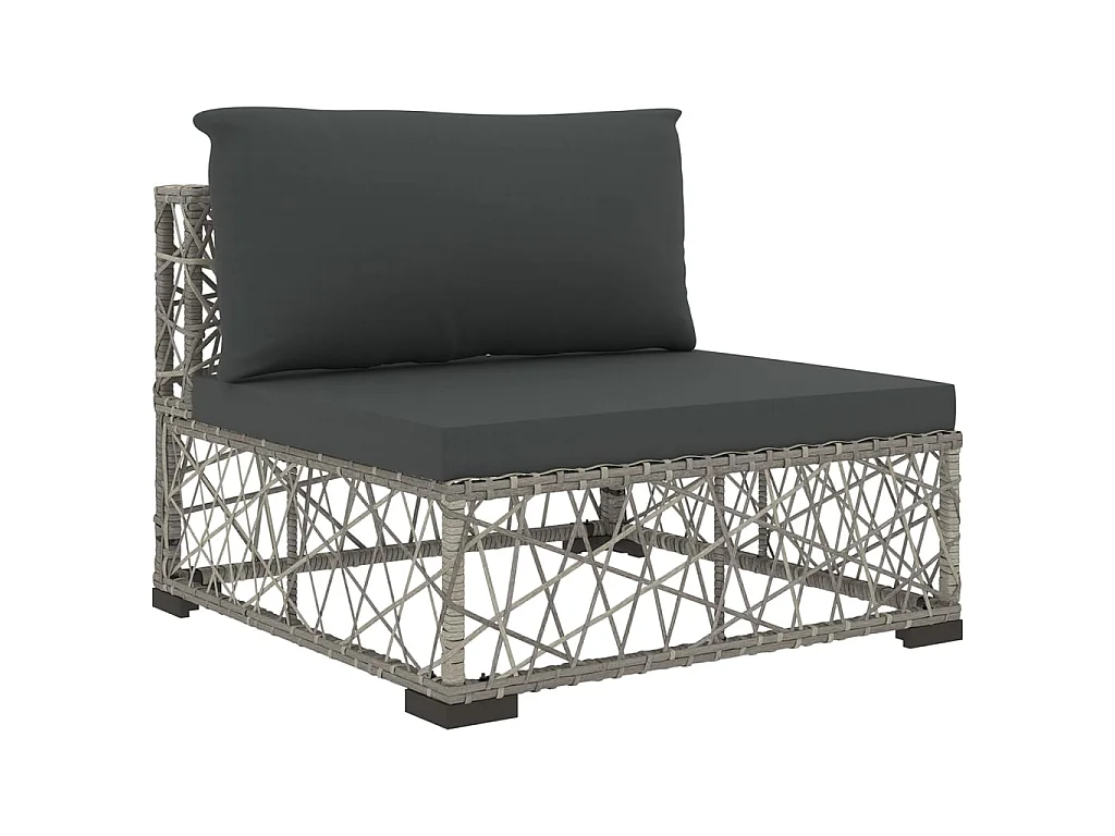 Set Divani da Giardino 5 pz con Cuscini in Polyrattan Grigio