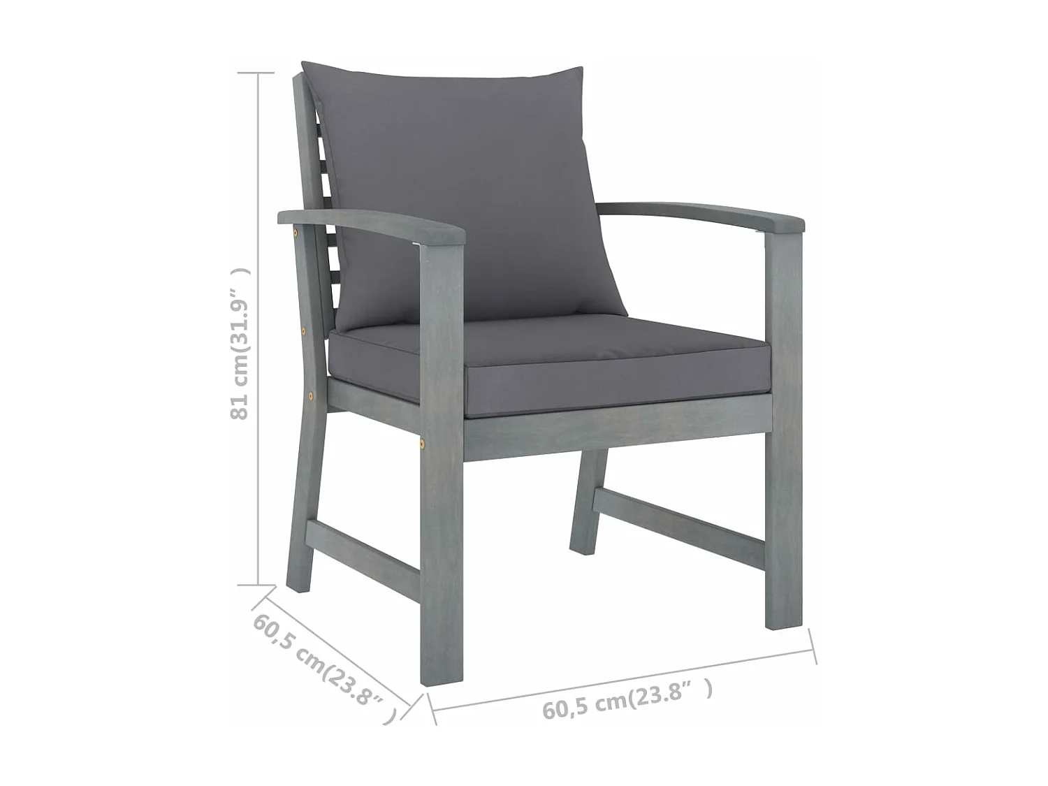 Salon de jardin 5 pcs avec coussin Bois d'acacia solide Gris