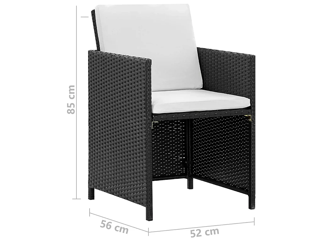 Set da Pranzo da Giardino 5 pz con Cuscini in Polyrattan Nero