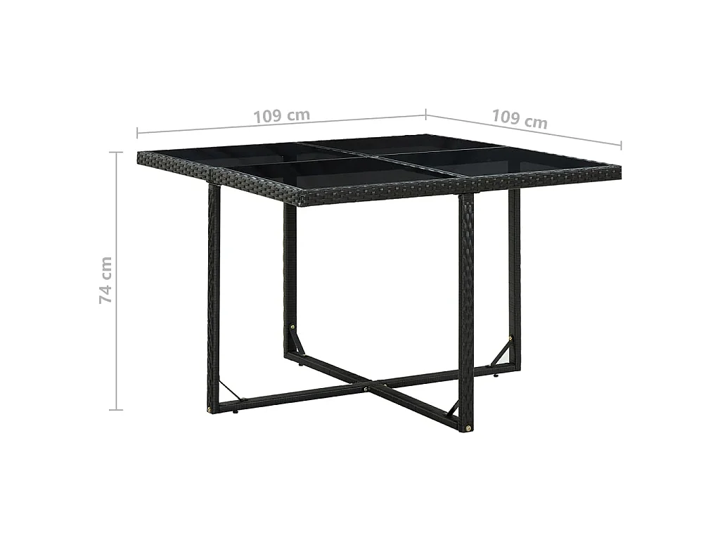 Set da Pranzo da Giardino 5 pz con Cuscini in Polyrattan Nero