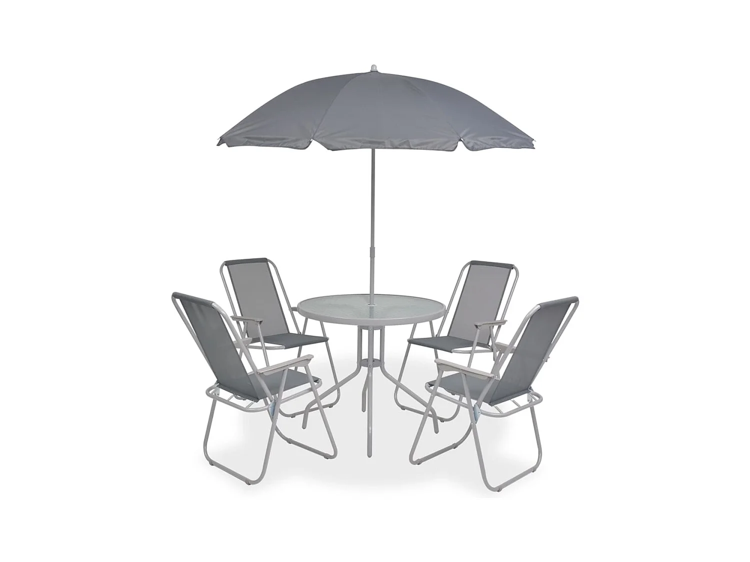 Ensemble à manger d'extérieur 6 pcs Acier et textilène Gris