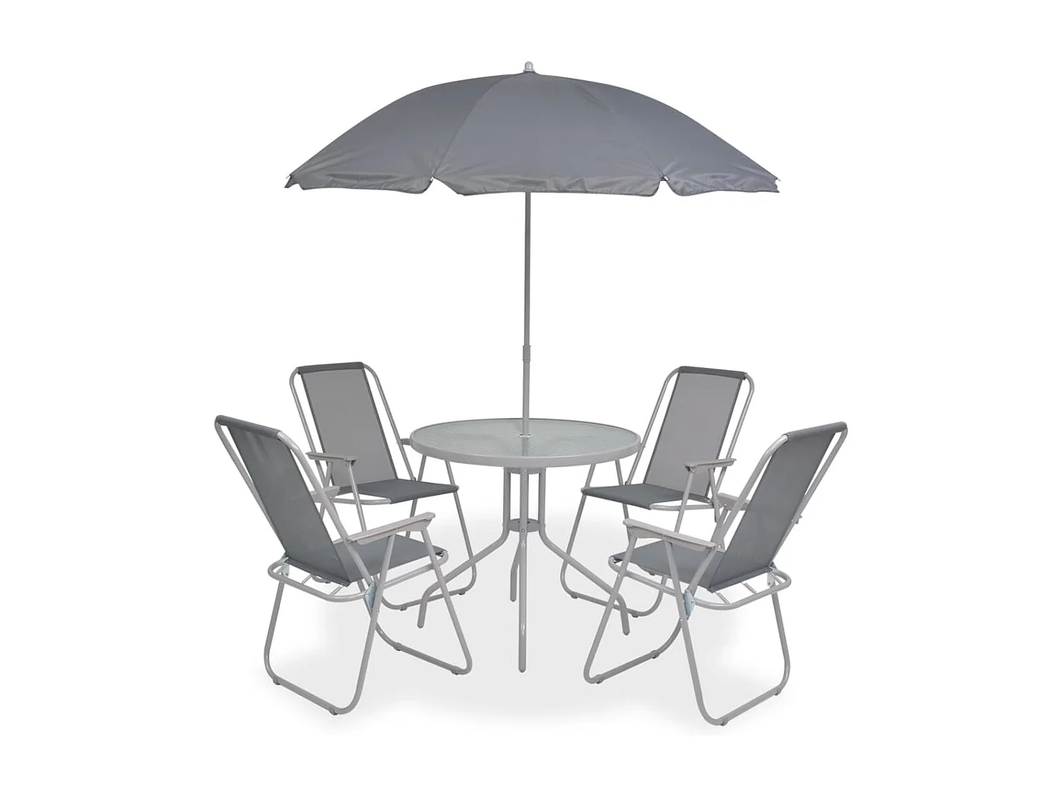 Ensemble à manger d'extérieur 6 pcs Acier et textilène Gris