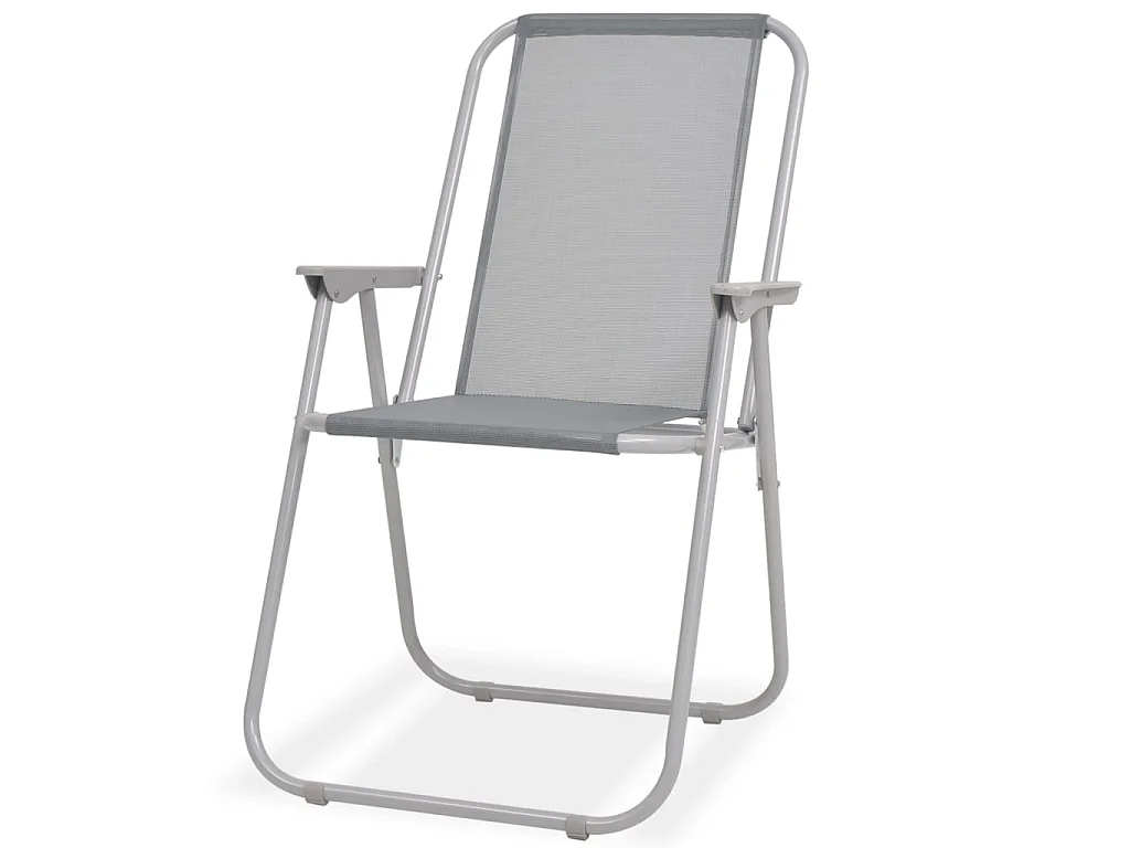 Ensemble à manger d'extérieur 6 pcs Acier et textilène Gris