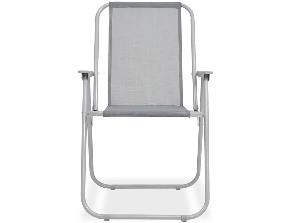 Ensemble à manger d'extérieur 6 pcs Acier et textilène Gris