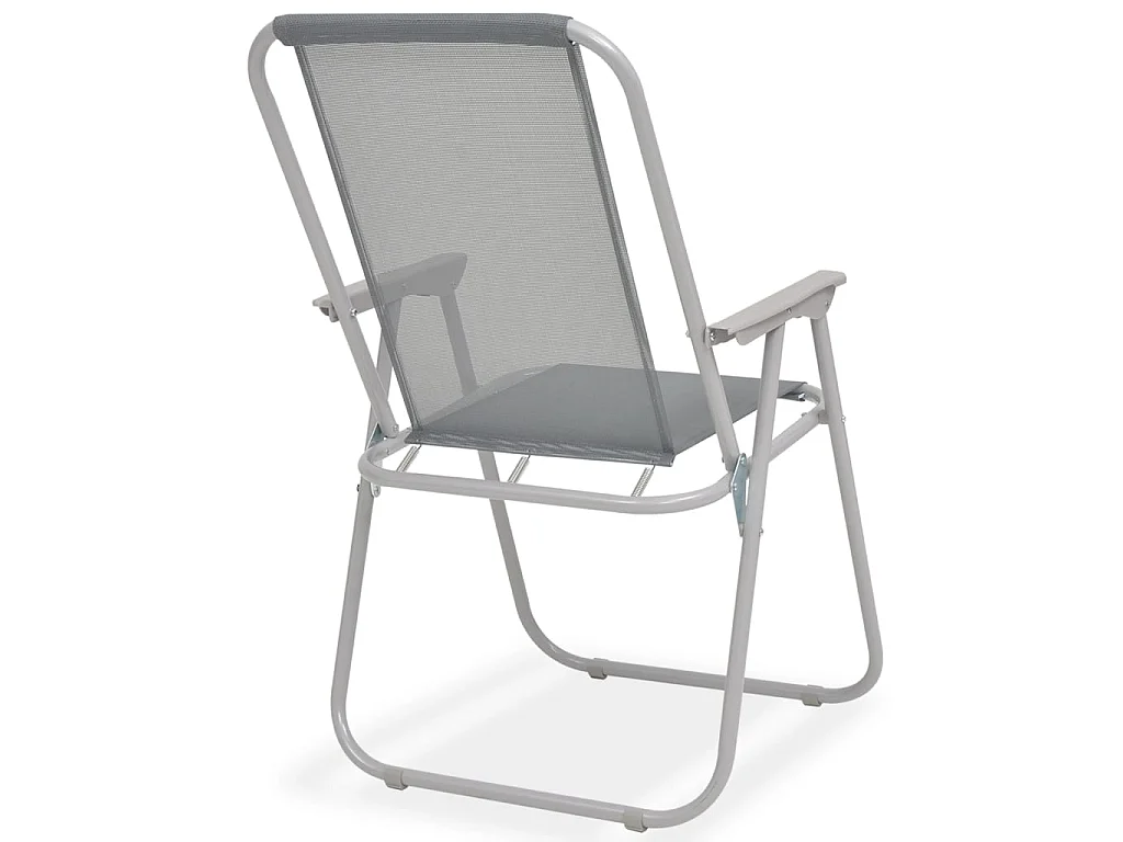 Ensemble à manger d'extérieur 6 pcs Acier et textilène Gris