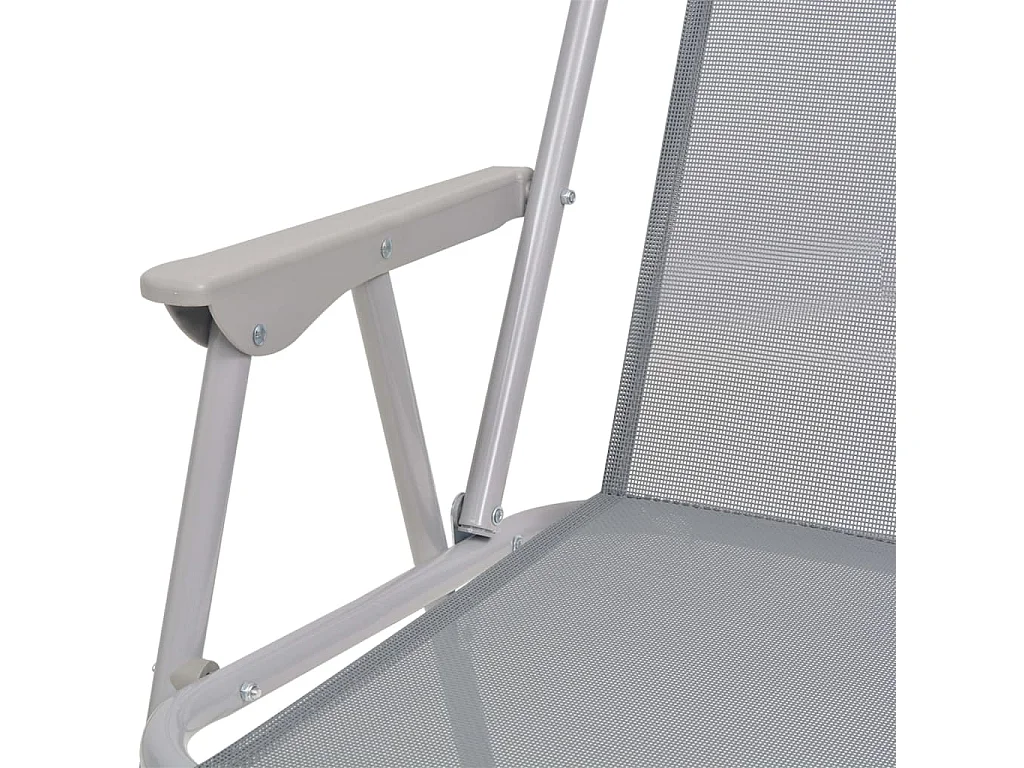 Ensemble à manger d'extérieur 6 pcs Acier et textilène Gris