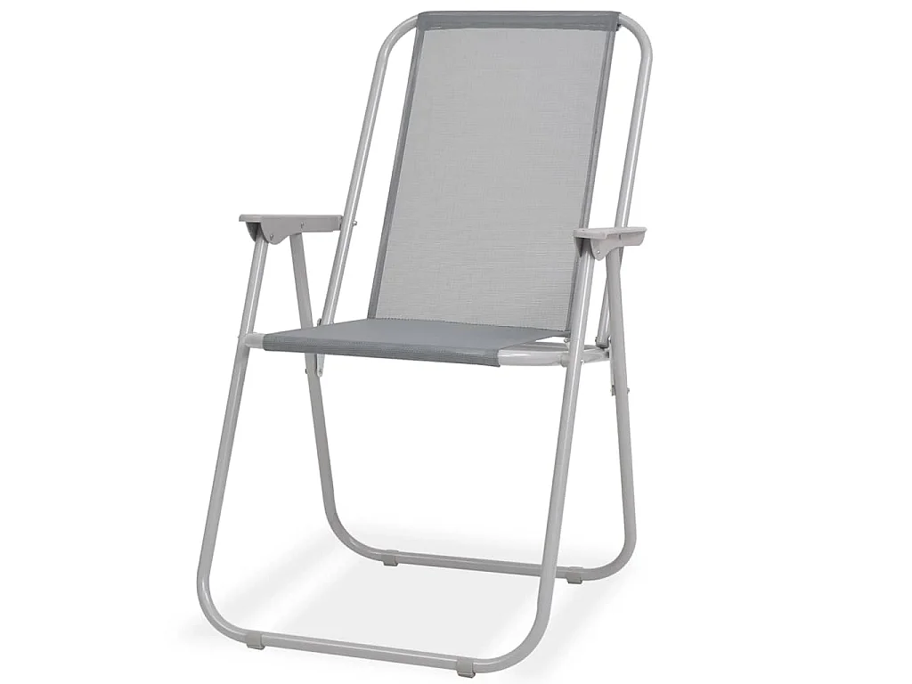 Ensemble à manger d'extérieur 6 pcs Acier et textilène Gris