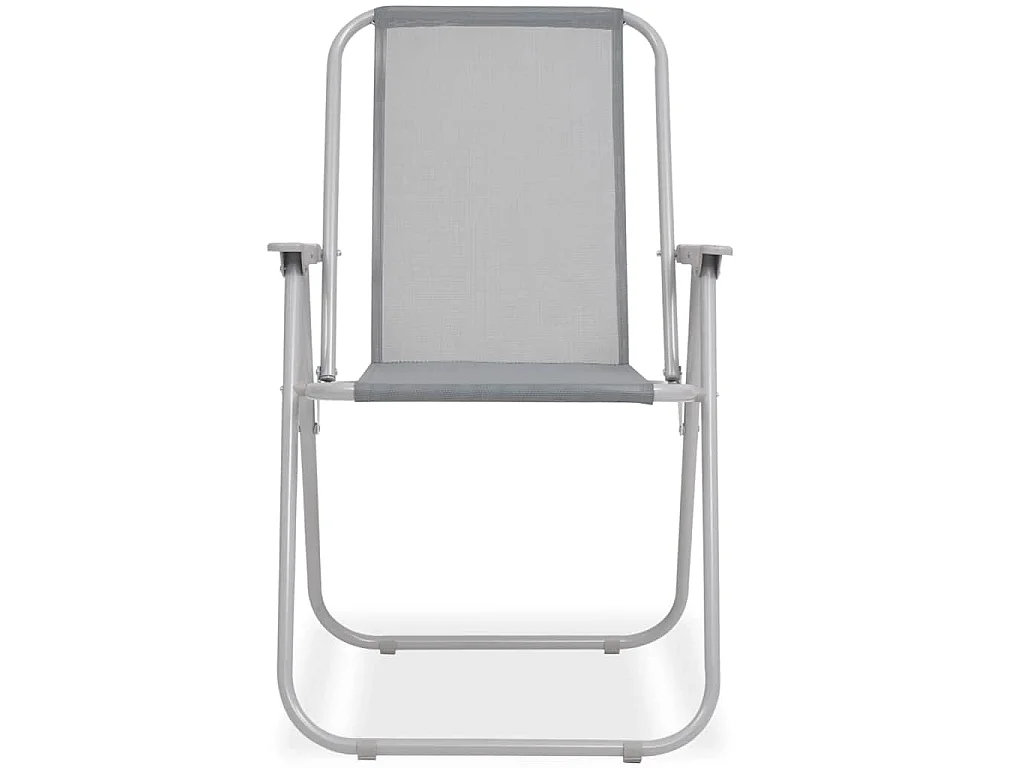 Ensemble à manger d'extérieur 6 pcs Acier et textilène Gris