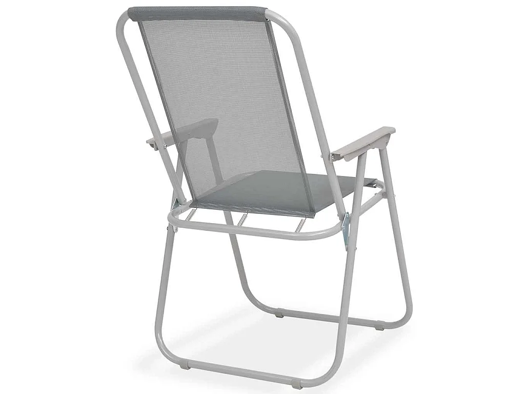 Ensemble à manger d'extérieur 6 pcs Acier et textilène Gris