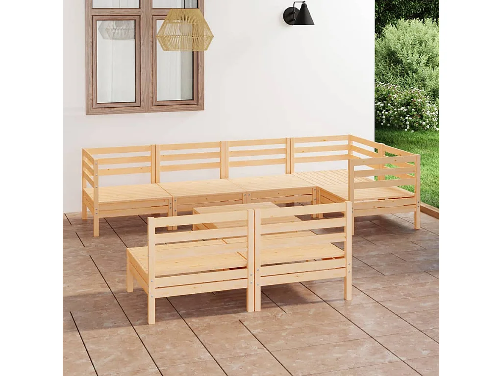 Salon de jardin 8 pcs Bois de pin massif