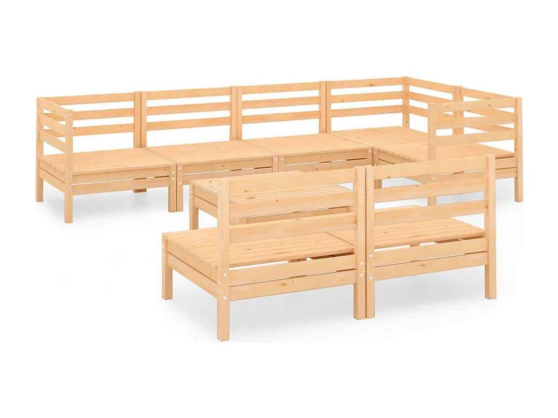 Salon de jardin 8 pcs Bois de pin massif