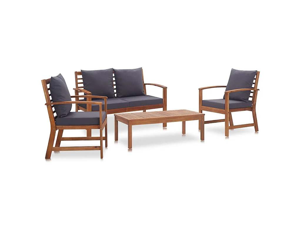 Set Divani da Giardino 4 pz con Cuscini in Massello di Acacia