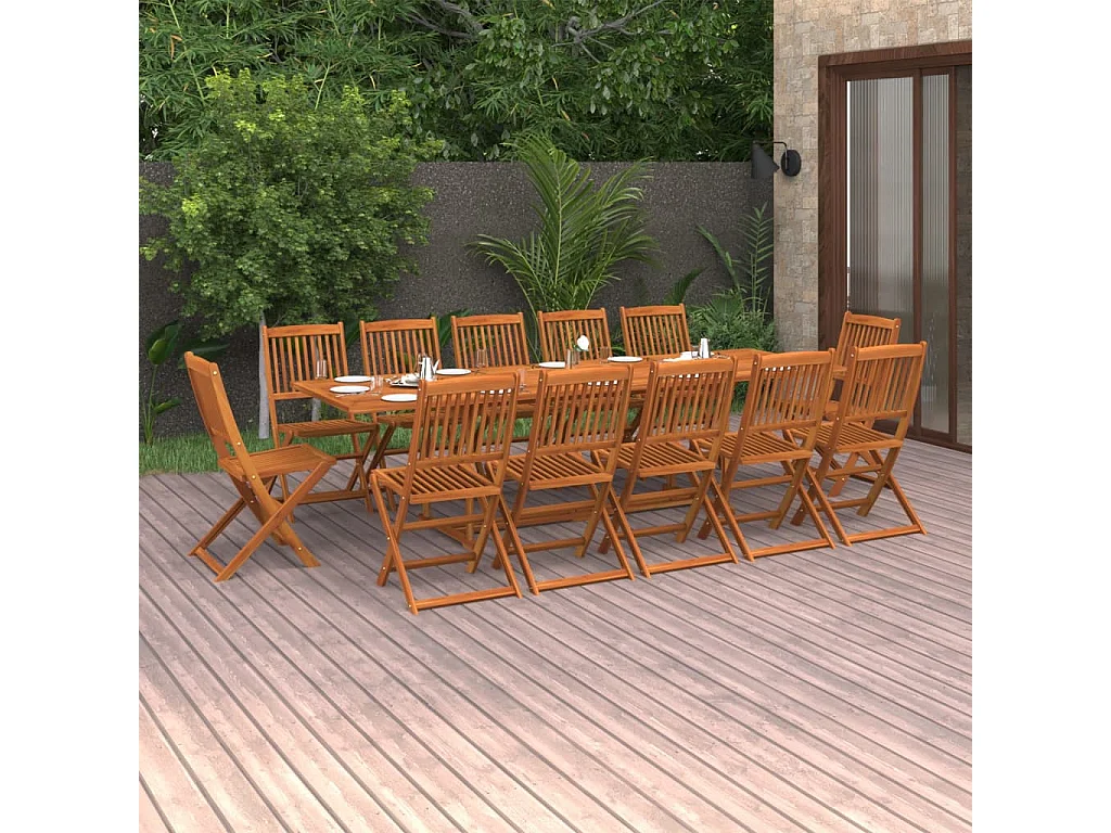 13-tlg. Garten-Essgruppe 280x90x75 cm Massivholz Akazie