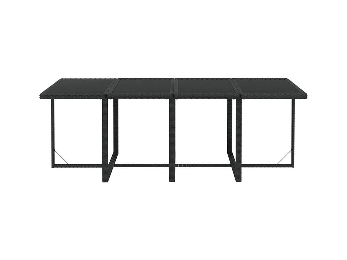 9-tlg. Garten-Essgruppe mit Kissen Poly Rattan Schwarz