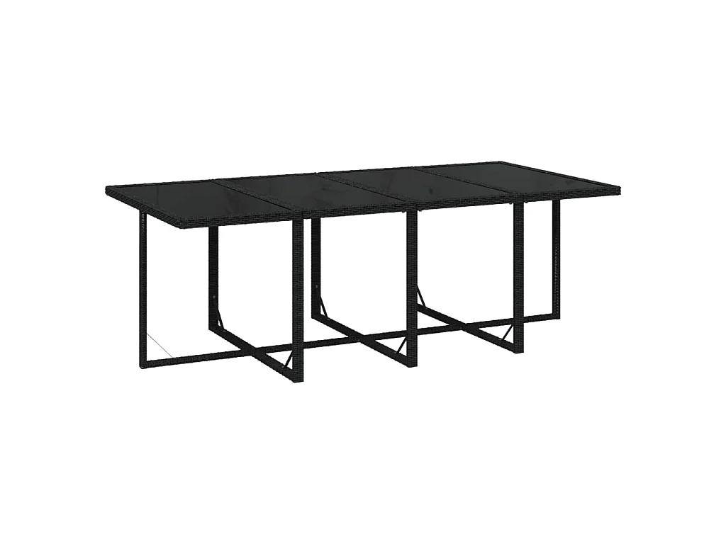 9-tlg. Garten-Essgruppe mit Kissen Poly Rattan Schwarz
