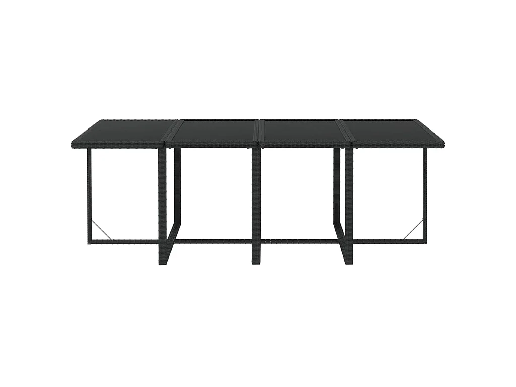 9-tlg. Garten-Essgruppe mit Kissen Poly Rattan Schwarz