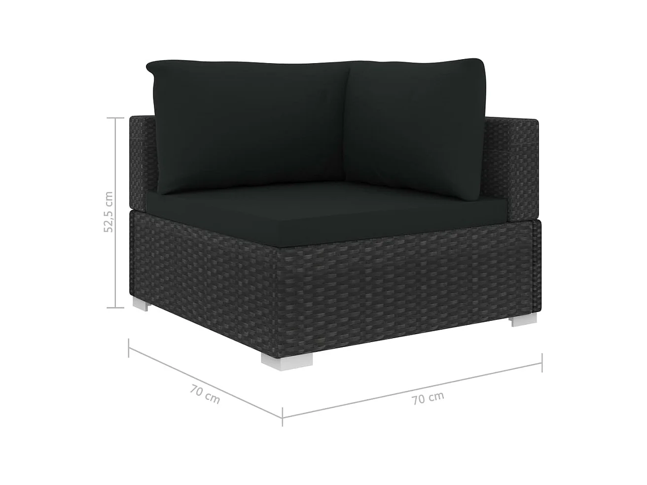 8-delige Loungeset met kussens poly rattan zwart