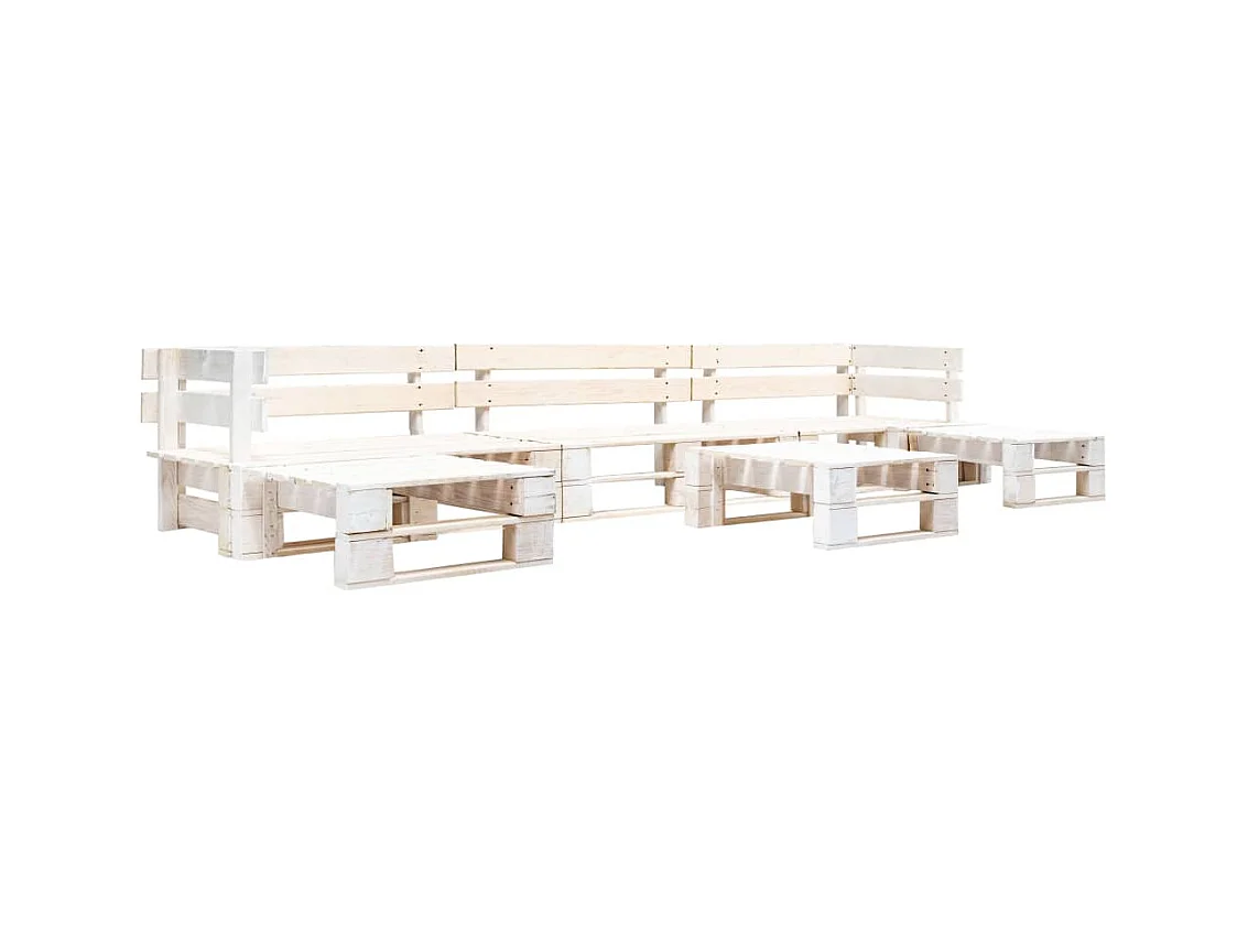 Salon de jardin palette 6 pcs Bois Blanc