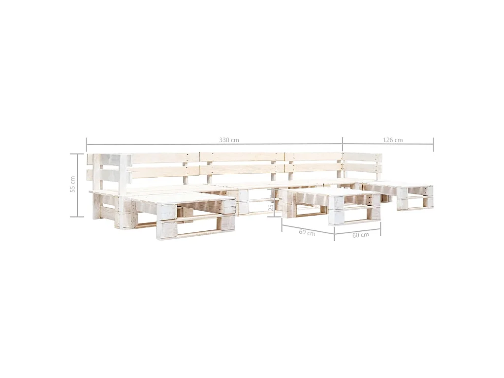 6-delige Loungeset pallet hout wit