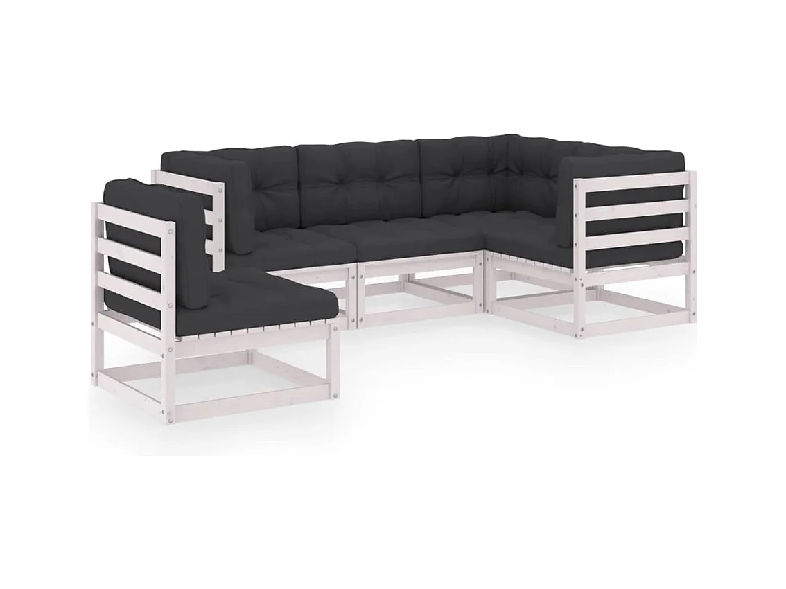 5-tlg. Garten-Lounge-Set mit Kissen Kiefer Massivholz