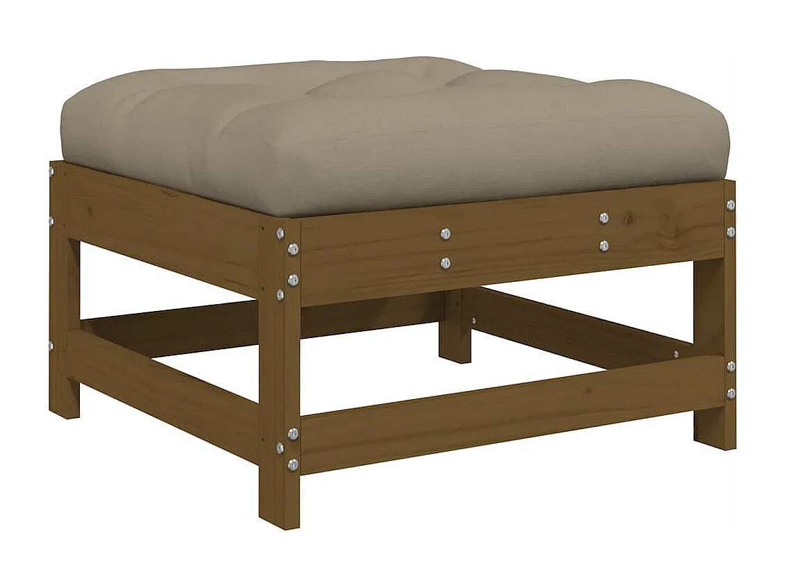 Salon de jardin 3 pcs avec coussins marron miel bois massif