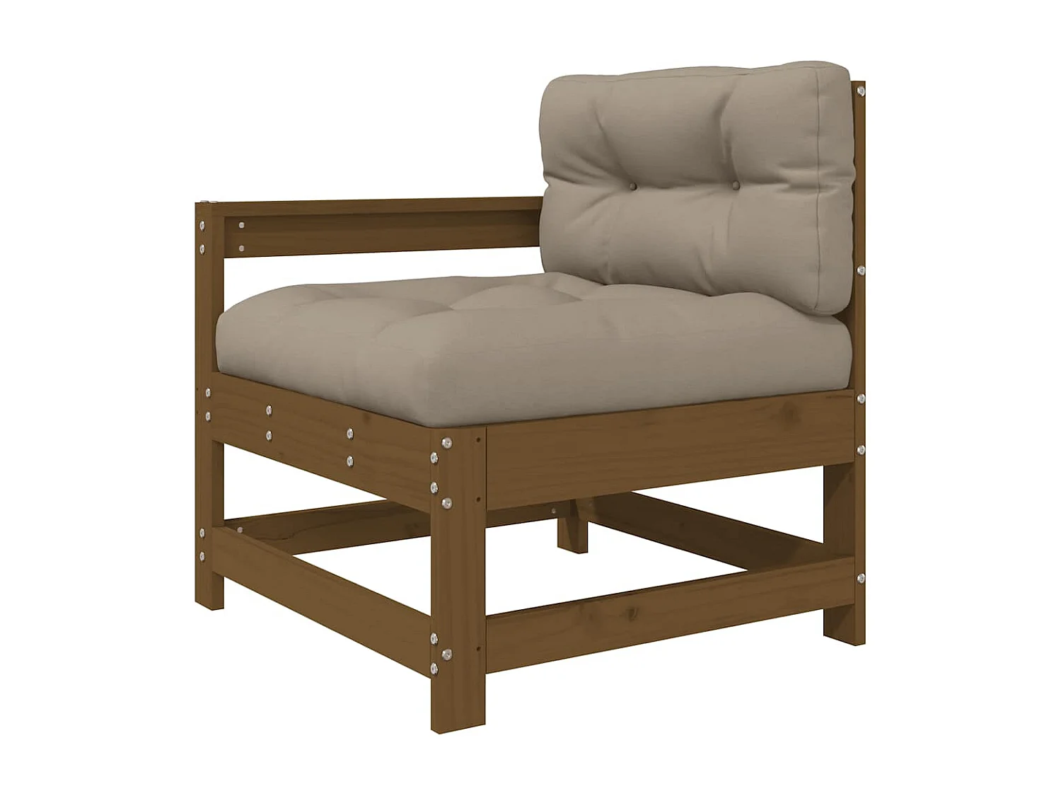 Salon de jardin 3 pcs avec coussins marron miel bois massif