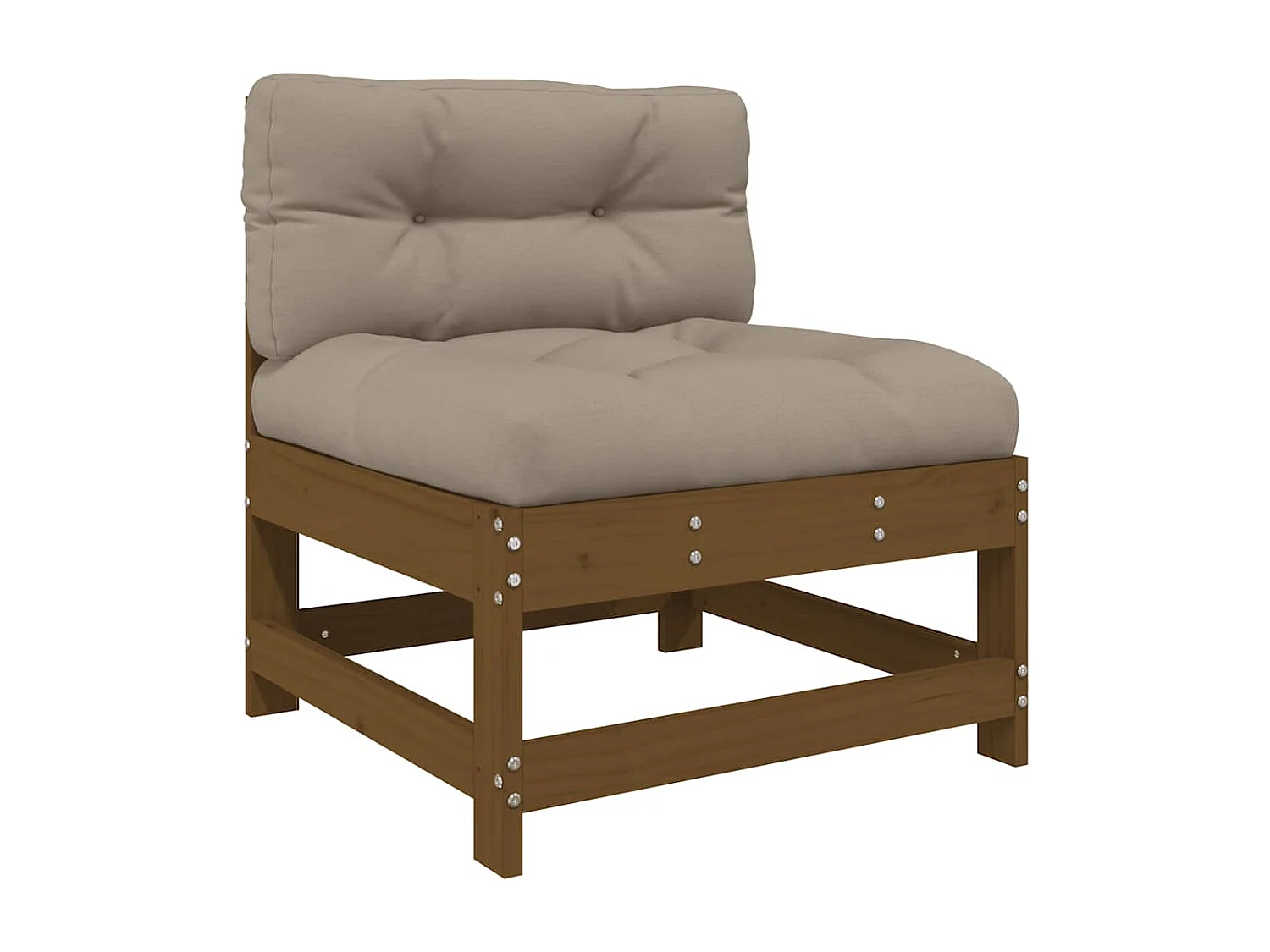 Salon de jardin 3 pcs avec coussins marron miel bois massif