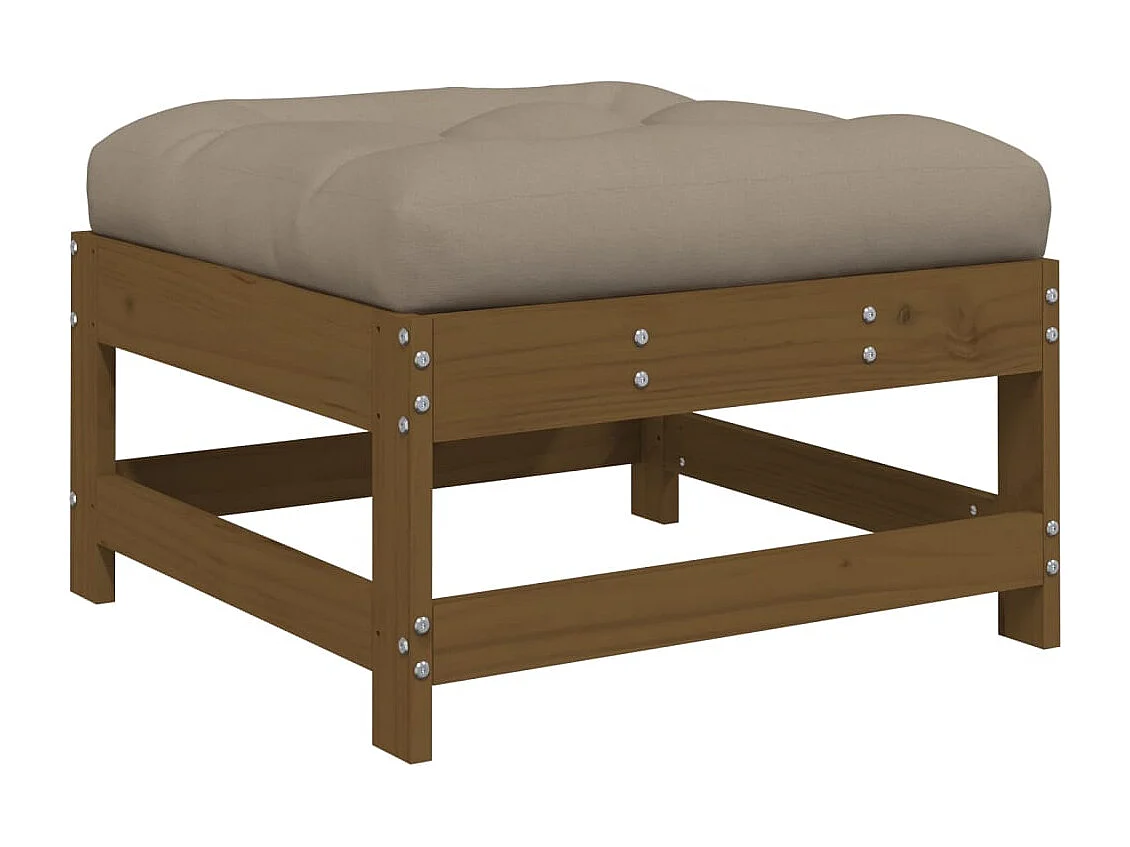 Salon de jardin 3 pcs avec coussins marron miel bois massif