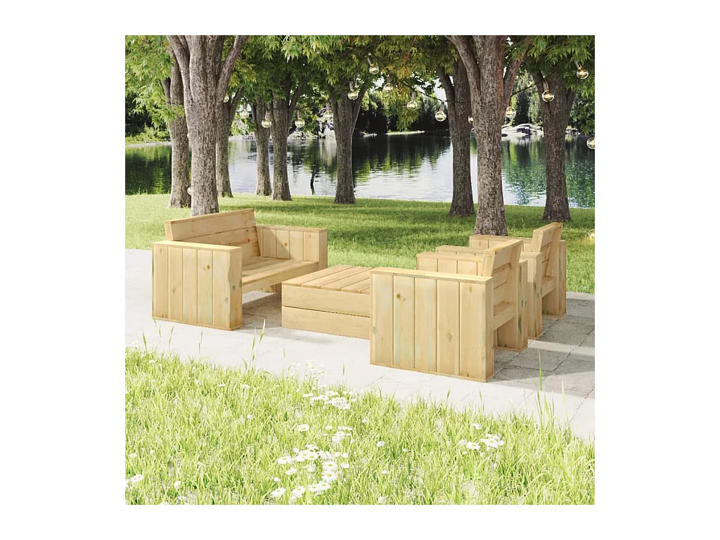 Salon de jardin 4 pcs Bois massif de pin imprégné