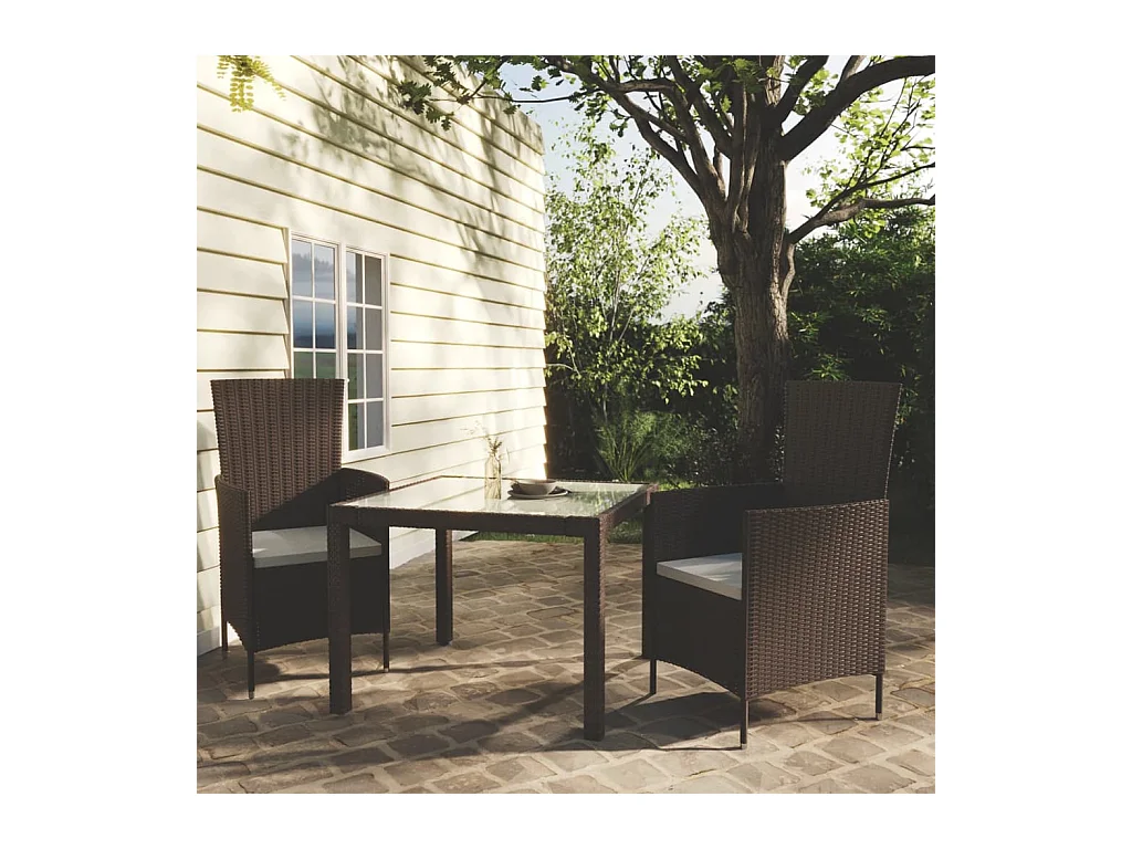 Set Mobili da Giardino 3 pz Polyrattan Marrone