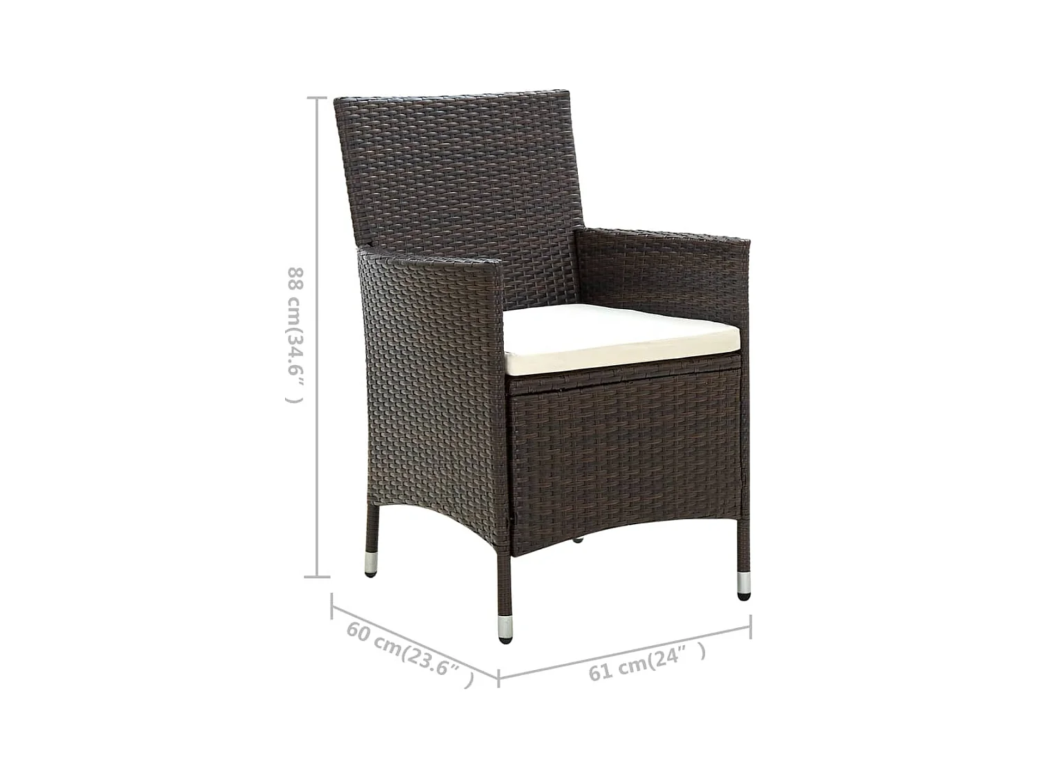 Set Mobili da Giardino 3 pz Polyrattan Marrone