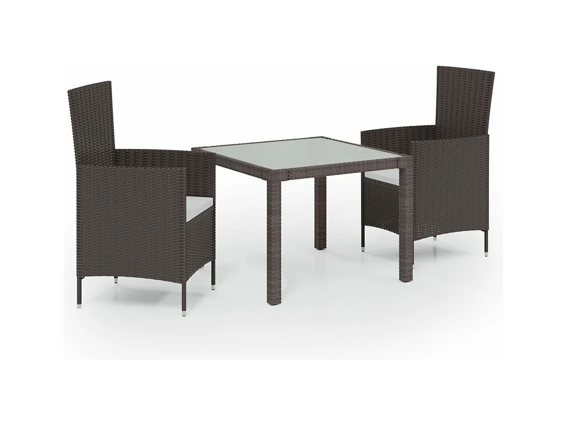 Set Mobili da Giardino 3 pz Polyrattan Marrone