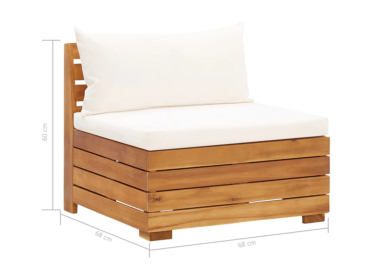 8-tlg. Garten-Sofagarnitur mit Auflagen Akazienholz Cremeweiß