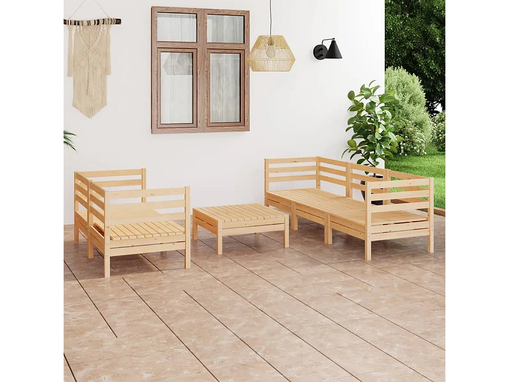 Salon de jardin 6 pcs Bois de pin massif