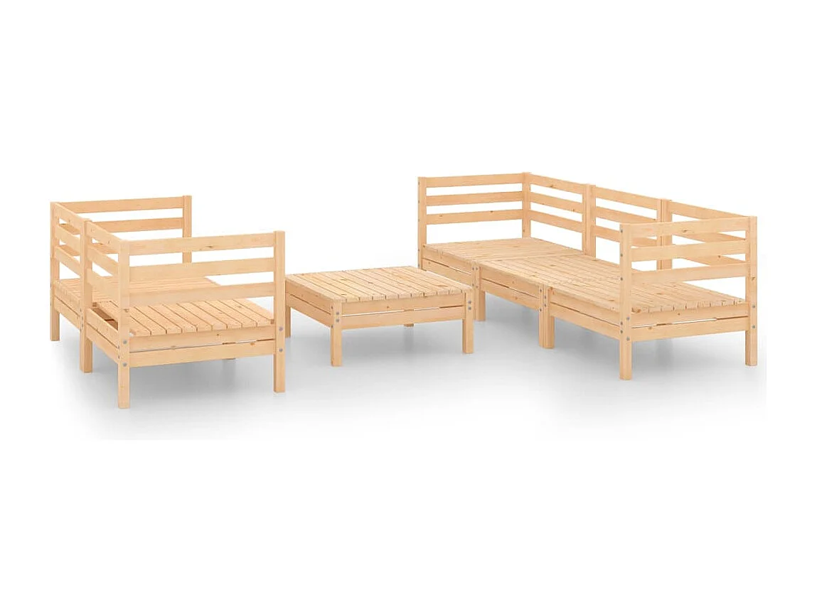 Salon de jardin 6 pcs Bois de pin massif