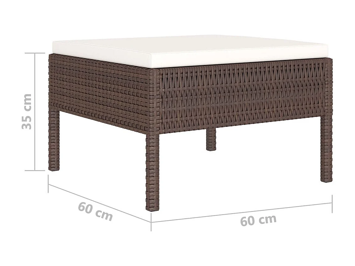 Salon de jardin 4 pcs avec coussins Résine tressée Marron