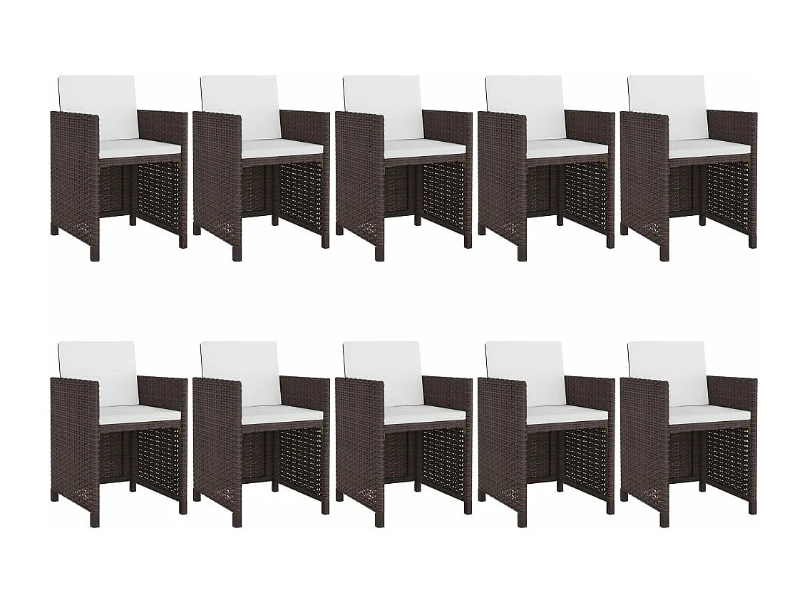 Set comedor de jardín 11 pzas y cojines ratán sintético marrón