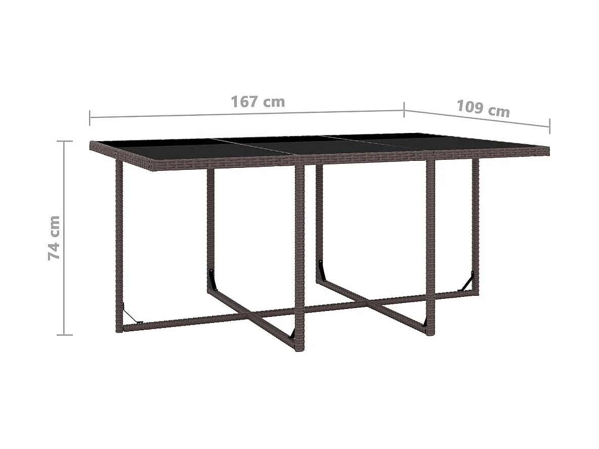 Set comedor de jardín 11 pzas y cojines ratán sintético marrón