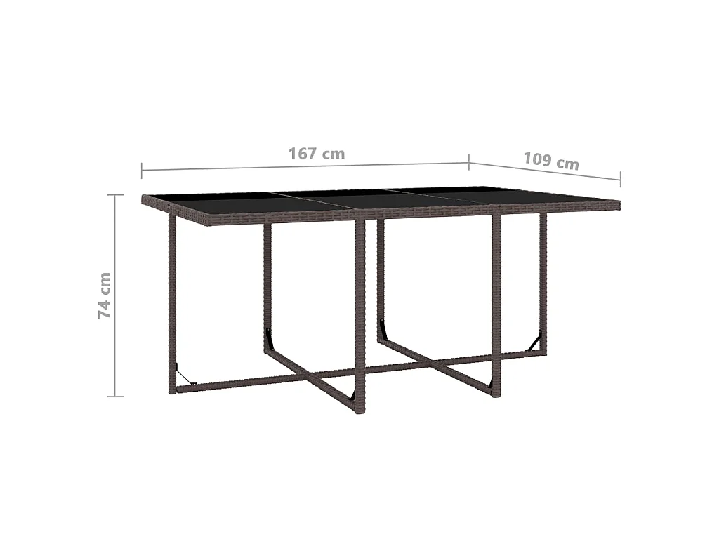 11 pcs conjunto jantar exterior com almofadões vime PE castanho