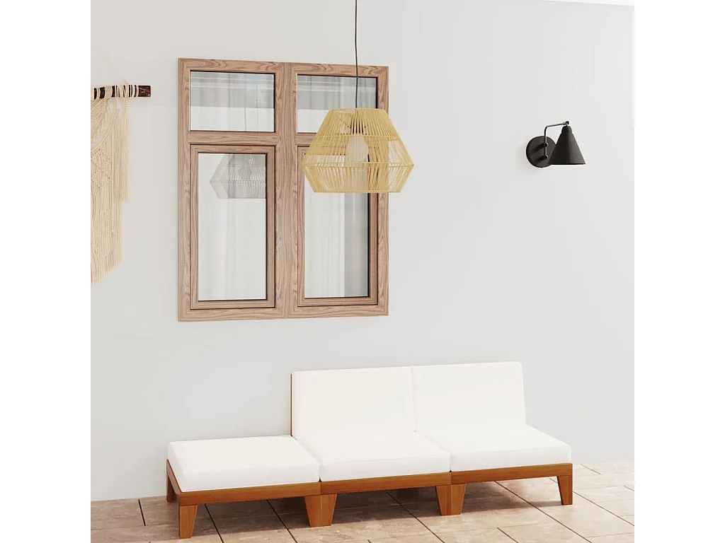 Salon de jardin 3 pcs avec coussins Bois d'acacia solide