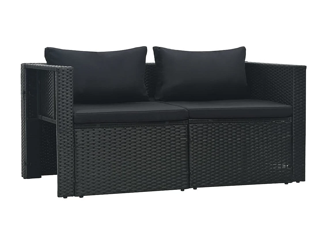 Salon de jardin 6 pcs avec coussins résine tressée noir