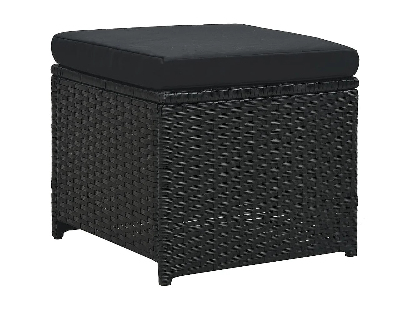 6 pcs conjunto lounge de jardim c/ almofadões vime PE preto