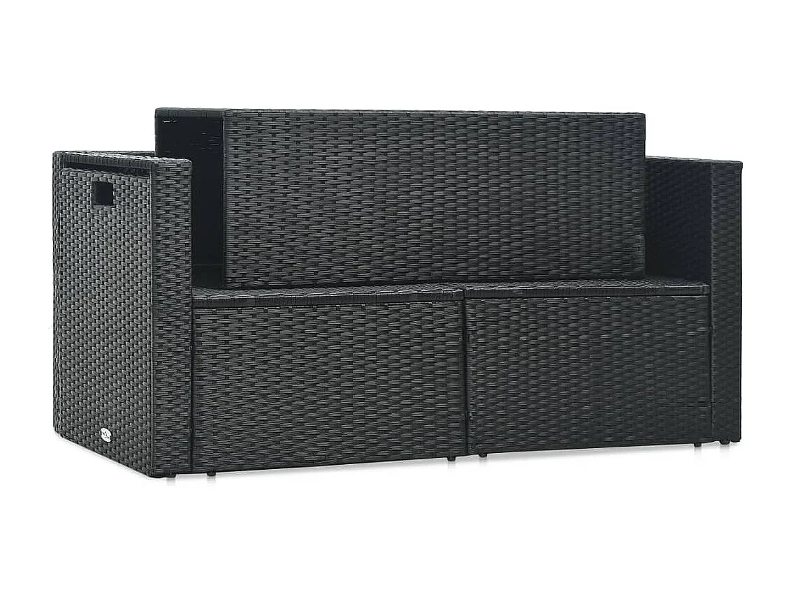 6 pcs conjunto lounge de jardim c/ almofadões vime PE preto