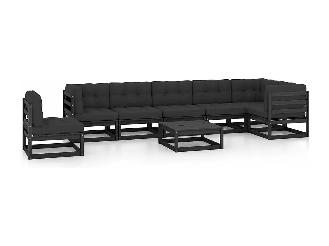 8 pcs conjunto lounge de jardim c/ almofadões pinho maciço