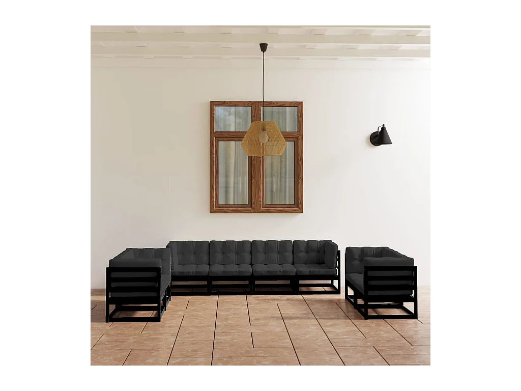 Set Divani da Giardino 8 pz con Cuscini Legno Massello di Pino