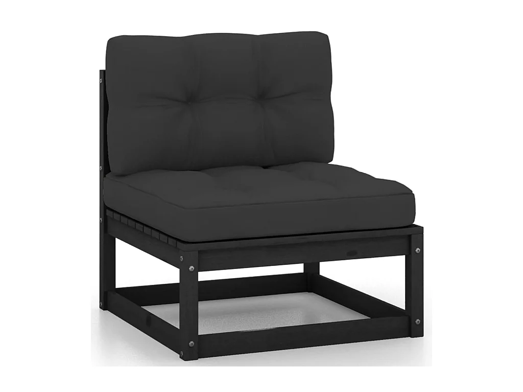 Set Divani da Giardino 10 pz con Cuscini Massello di Pino Nero